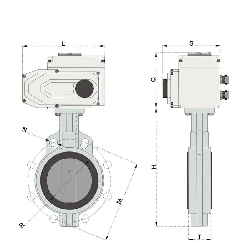 DN150電動(dòng)襯膠蝶閥